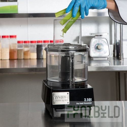 Waring WFP14S 3.5 Qt. Clear Batch Bowl Food Processor with Vegetable Prep Lid Chute and 4 Discs - 1 hp