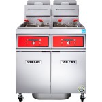 Vulcan 2VK45DF-2 PowerFry5 Liquid Propane 90-100 lb. 2 Unit Floor Fryer System with Digital Controls and KleenScreen Filtration - 140,000 BTU Vulcan 2VK45DF-2 PowerFry5 Liquid Propane 90-100 lb. 2 Unit Floor Fryer System with Digital Controls and KleenScreen Filtration - 140,000 BTU