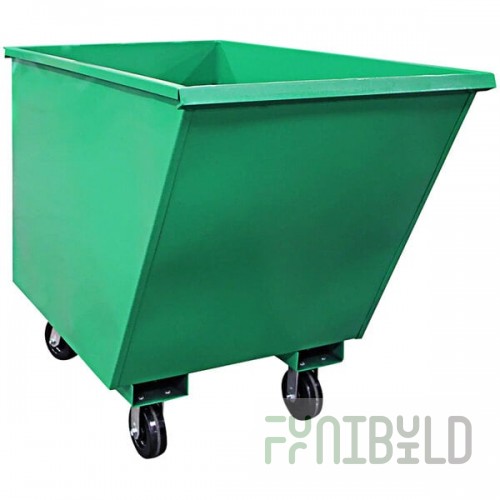 Valley Craft 1 Cubic Yard EZ Dump Auto-Lock Green Steel Mobile Hopper F89680 - 2,000 lb. Capacity