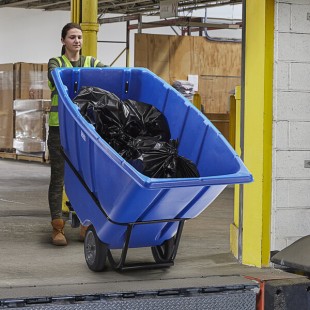 Lavex 1 Cubic Yard Blue Towable Heavy-Duty Tilt Truck / Trash Cart (2,100 lb. Capacity)