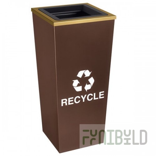 Ex-Cell Kaiser RC-MTR-1 HCPR Metro Collection 18 Gallon Hammered Copper Single Stream Tapered Square Recycling Bin