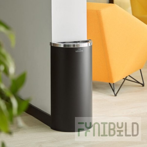 Lancaster Table & Seating 8 Gallon Black Powder-Coated Metal Half Round Decorative Trash Can