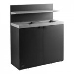 Lancaster Table & Seating 8 Gallon Black Powder-Coated Metal Half Round Decorative Trash Can Lancaster Table & Seating 8 Gallon Black Powder-Coated Metal Half Round Decorative Trash Can