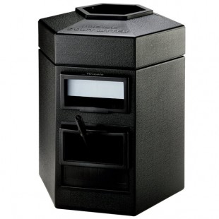 Commercial Zone 755201 35 Gallon Islander Series Black Cayman Hexagonal Trash Can with Paper Towel Dispenser, Squeegee, and Windshield Wash Station