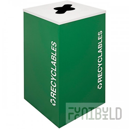 Ex-Cell Kaiser RC-KDSQ-R EGX Kaleidoscope Collection Emerald Texture Square 24 Gallon Customizable Recyclables Receptacle