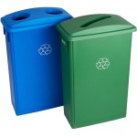 Lavex 46 Gallon Slim Rectangular Recycle Station with Blue Bottle / Can and Green Paper Lids