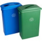 Lavex 46 Gallon Slim Rectangular Recycle Station with Blue Bottle / Can and Green Paper Lids