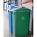 Lavex 46 Gallon Slim Rectangular Recycle Station with Blue Bottle / Can and Green Paper Lids