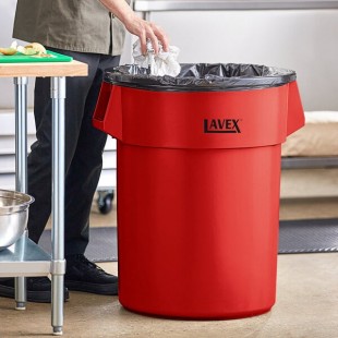 Lavex 55 Gallon Red Round Commercial Trash Can Lavex 55 Gallon Red Round Commercial Trash Can