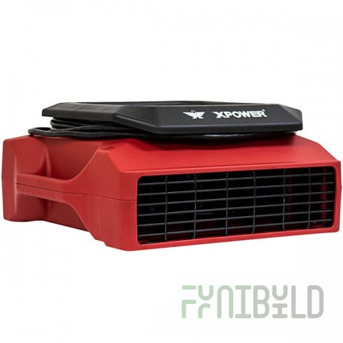 XPOWER PL-700A-Red 3-Speed Low Profile Air Mover with GFCI Power Outlets - 1/3 hp