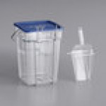 Vigor 5.5 Gallon Polycarbonate Square Ice Tote Kit with Hanging Cradle, 64 oz. Scoop, and Scoop Holder