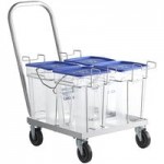 Vigor 5.5 Gallon Polycarbonate Square Ice Tote Kit with Hanging Cradle, 64 oz. Scoop, and Scoop Holder