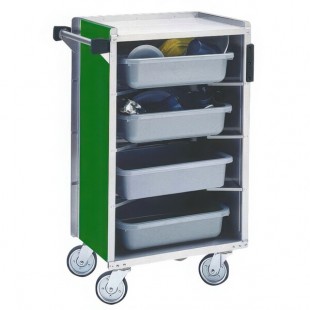 Lakeside 890G Medium-Duty Stainless Steel Enclosed Bussing Cart with Ledge Rods and Green Finish - 17 5/8 Lakeside 890G Medium-Duty Stainless Steel Enclosed Bussing Cart with Ledge Rods and Green Finish - 17 5/8