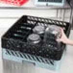 Noble Warewashing 9-Compartment Gray Full-Size Glass Rack with 2 Black Extenders Noble Warewashing 9-Compartment Gray Full-Size Glass Rack with 2 Black Extenders