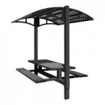 Paris Site Furnishings Shade Series 6' Jet Black Surface Mounted Picnic Table with Canopy and Basket Weave Perforations 85 1/2 Paris Site Furnishings Shade Series 6' Jet Black Surface Mounted Picnic Table with Canopy and Basket Weave Perforations 85 1/2