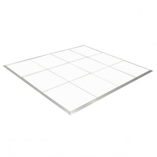 Palmer Snyder 24' x 20' White Acrylic Portable Dance Floor with Silver Trim - 4' x 4' Panels