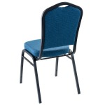 National Public Seating 9374-BT Natural Blue Fabric Stackable Chair with 2