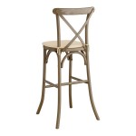 Lancaster Table & Seating Vineyard Whiskey Brown Wood Cross Back Bar Stool with 1 Lancaster Table & Seating Vineyard Whiskey Brown Wood Cross Back Bar Stool with 1