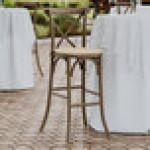 Lancaster Table & Seating Vineyard Whiskey Brown Wood Cross Back Bar Stool with 1 Lancaster Table & Seating Vineyard Whiskey Brown Wood Cross Back Bar Stool with 1