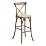Lancaster Table & Seating Vineyard Whiskey Brown Wood Cross Back Bar Stool with 1 Lancaster Table & Seating Vineyard Whiskey Brown Wood Cross Back Bar Stool with 1