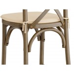 Lancaster Table & Seating Vineyard Whiskey Brown Wood Cross Back Bar Stool with 1 Lancaster Table & Seating Vineyard Whiskey Brown Wood Cross Back Bar Stool with 1