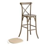 Lancaster Table & Seating Vineyard Whiskey Brown Wood Cross Back Bar Stool with 1 Lancaster Table & Seating Vineyard Whiskey Brown Wood Cross Back Bar Stool with 1