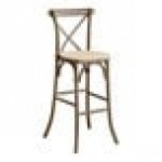 Lancaster Table & Seating Vineyard Whiskey Brown Wood Cross Back Bar Stool with 1 Lancaster Table & Seating Vineyard Whiskey Brown Wood Cross Back Bar Stool with 1