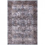 Abani Lola Collection 4' x 6' Brown / Blue Vintage Medallion Area Rug Abani Lola Collection 4' x 6' Brown / Blue Vintage Medallion Area Rug