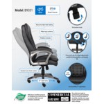 Boss B9331 Black High Back Executive Pillow Top Chair with Pewter Finished Base and Arms