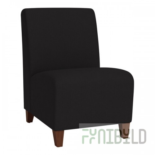 Lesro Ravenna Open House Black Fabric Guest Chair with Walnut Wood Legs
