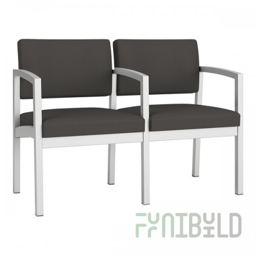 Lesro Lenox Steel Patriot Plus Charcoal Vinyl Loveseat with Center Arm