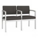 Lesro Lenox Steel Patriot Plus Charcoal Vinyl Loveseat with Center Arm Lesro Lenox Steel Patriot Plus Charcoal Vinyl Loveseat with Center Arm