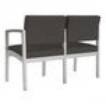 Lesro Lenox Steel Patriot Plus Charcoal Vinyl Loveseat with Center Arm Lesro Lenox Steel Patriot Plus Charcoal Vinyl Loveseat with Center Arm