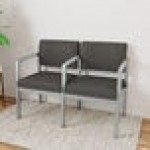 Lesro Lenox Steel Patriot Plus Charcoal Vinyl Loveseat with Center Arm Lesro Lenox Steel Patriot Plus Charcoal Vinyl Loveseat with Center Arm