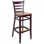 BFM Seating Berkeley Dark Mahogany Beechwood Ladder Back Side Chair with Autumn Ash Wood Seat