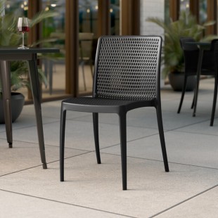 Lancaster Table & Seating Rio Black Stone Resin Side Chair Lancaster Table & Seating Rio Black Stone Resin Side Chair