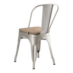 Lancaster Table & Seating Alloy Silver Indoor Cafe Chair with Gray Wood Seat