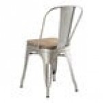 Lancaster Table & Seating Alloy Silver Indoor Cafe Chair with Gray Wood Seat