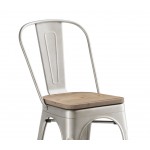 Lancaster Table & Seating Alloy Silver Indoor Cafe Chair with Gray Wood Seat