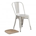Lancaster Table & Seating Alloy Silver Indoor Cafe Chair with Gray Wood Seat