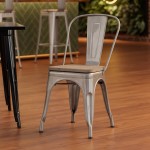 Lancaster Table & Seating Alloy Silver Indoor Cafe Chair with Gray Wood Seat