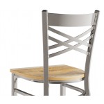 Lancaster Table & Seating Clear Coat Finish Cross Back Chair with Driftwood Seat - Detached Seat