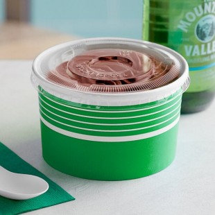 Choice 16 oz. Green Paper Frozen Yogurt / Food Cup With Flat Lid - 50/Case Choice 16 oz. Green Paper Frozen Yogurt / Food Cup With Flat Lid - 50/Case
