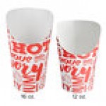 Choice Large 16 oz. Paper Scoop Cup with Hot Food Print Design - 50/Pack
