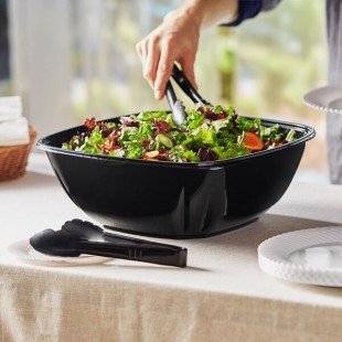 Visions 320 oz. Black PET Plastic Square Catering / Serving Bowl - 25/Case