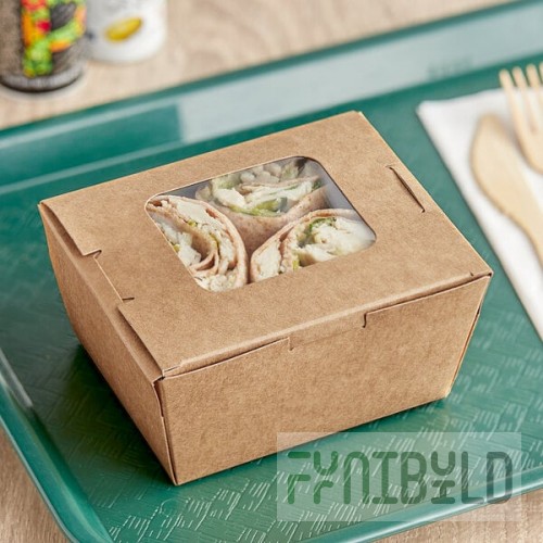 Choice Kraft Folded Paper #1 Take-Out Container with Window 4 3/8