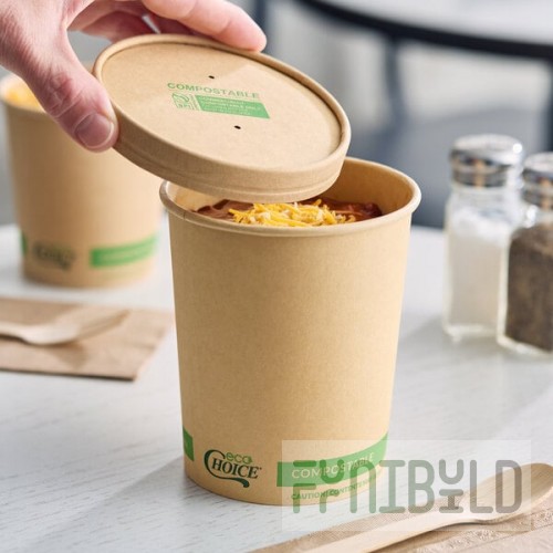 EcoChoice 32 oz. Kraft Paper Food Cup with Vented Lid - 250/Case