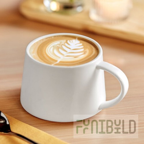 Acopa Lore 8.5 oz. Bright White Stackable Porcelain Cup - Sample