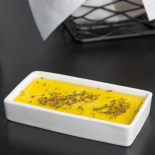 Tuxton AMU-660 AlumaTux 1.5 oz. Pearl White (European White) China Ramekin Tray / Oil Dish - 12/Case