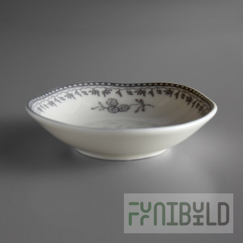 Luzerne Lancaster Garden by Oneida 1880 Hospitality L6703068942 1 oz. Gray Porcelain Sauce Dish - 72/Case